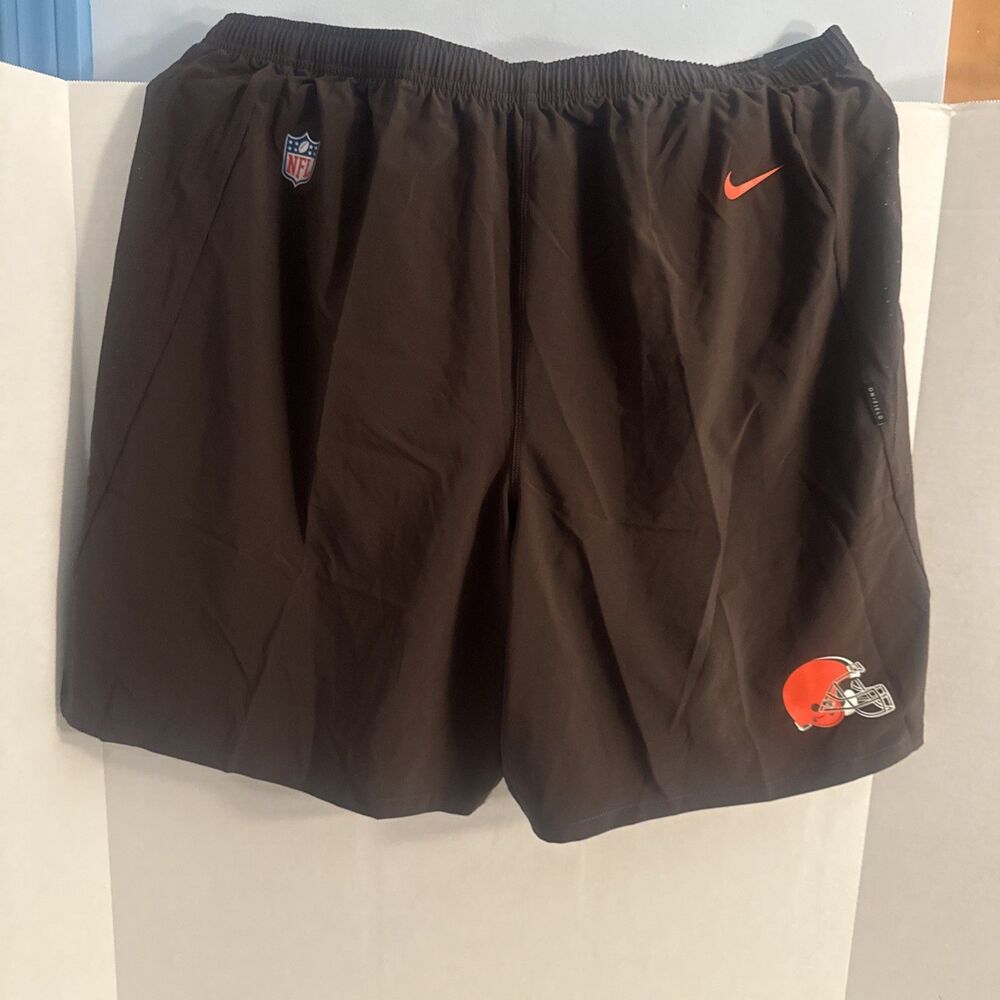 Men’s Size 3XL Nike NFL Onfield Cleveland Browns Dri-Fit Shorts Brown Unlined